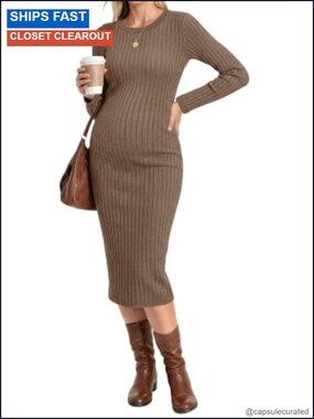 Maternity Sweater Dress Long Sleeve Bodycon Fall Winter
